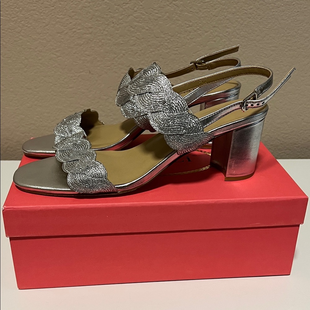 Vaneli Metallic Silver Heeled Sandals - Picture 3 of 7